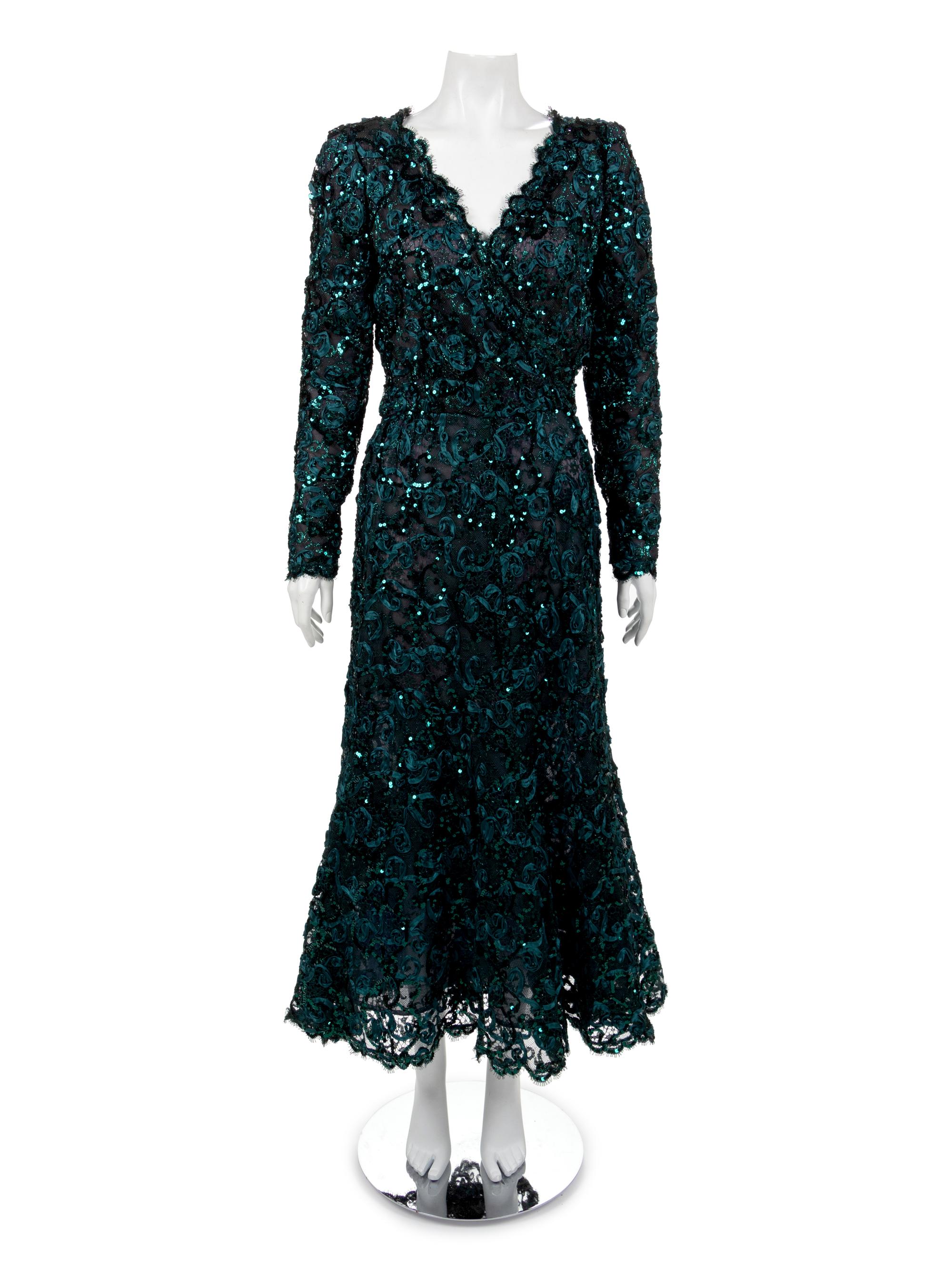 Two Evening Dresses: One Oscar de la Renta and One Joan Leslie by Kasper, 1970-90s
