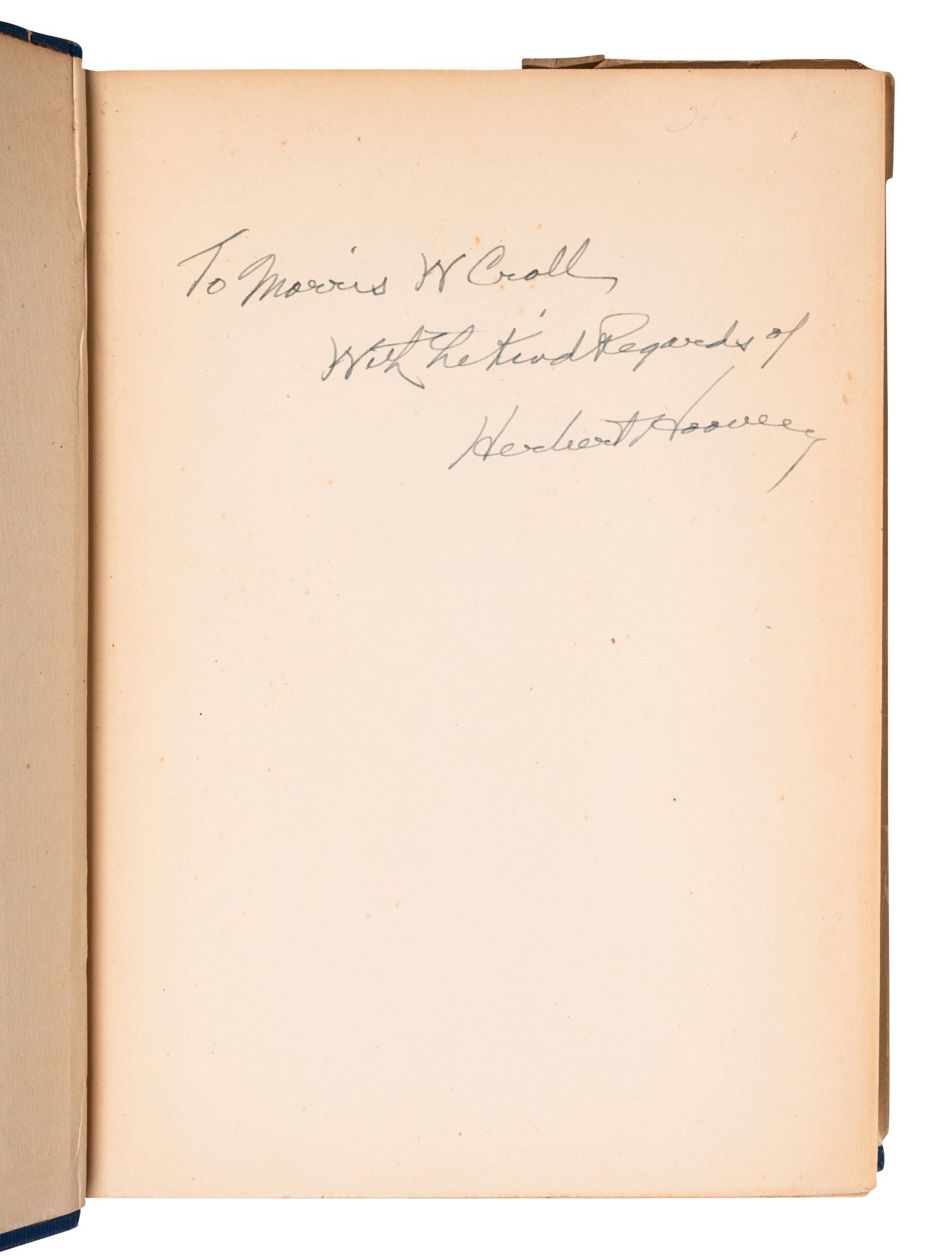 HOOVER, Herbert (1874-1964). The Challenge to Liberty . New York and London: Charles Scribner's Sons, 1934.