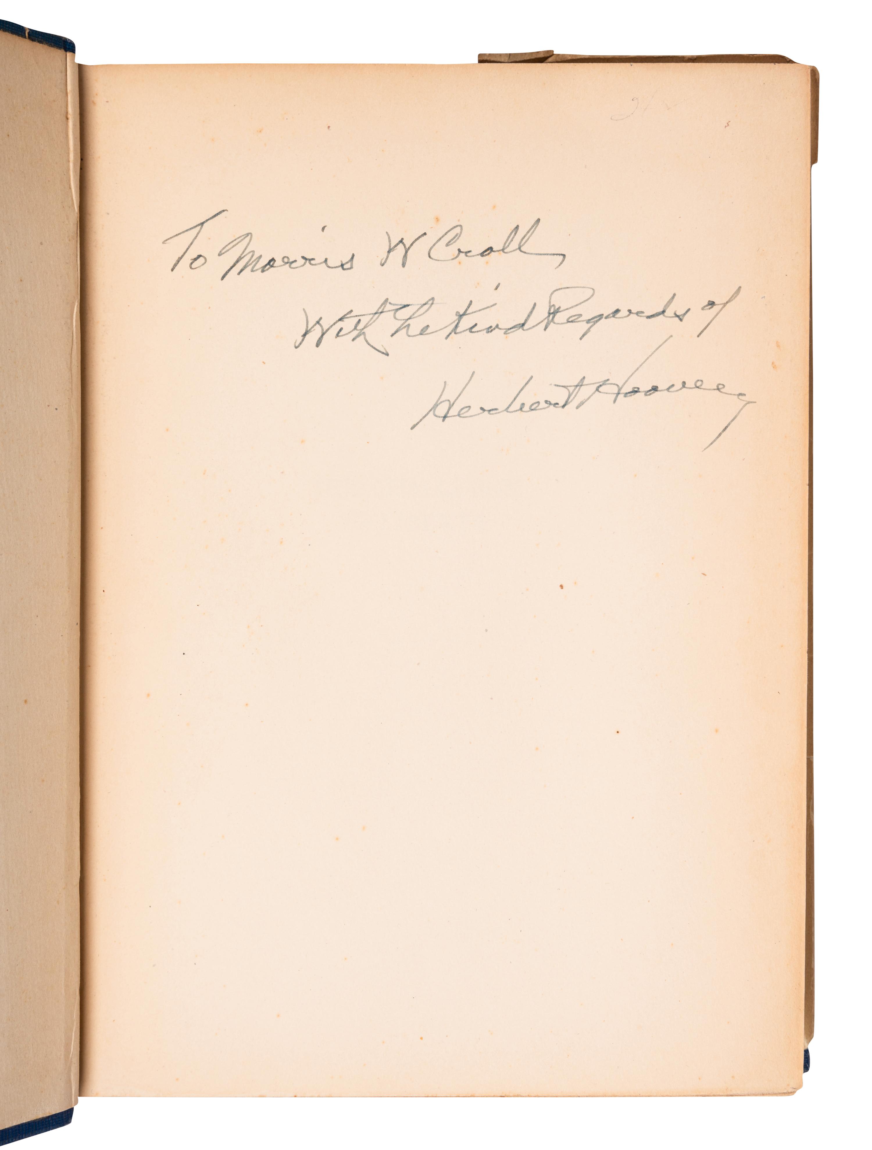 HOOVER, Herbert (1874-1964). The Challenge to Liberty . New York and London: Charles Scribner's Sons, 1934.