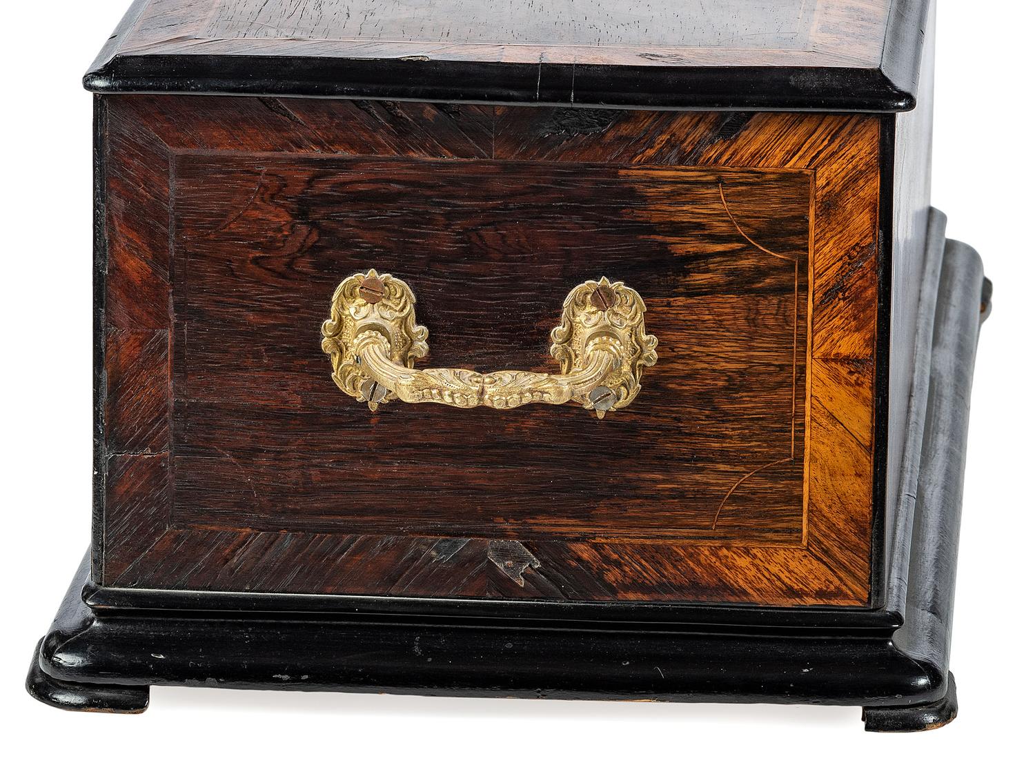 A Swiss Inlaid Longue March Sublime Harmonie Cylinder Music Box