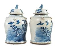 A Pair of Chinese Blue and White Porcelain Ginger Jars