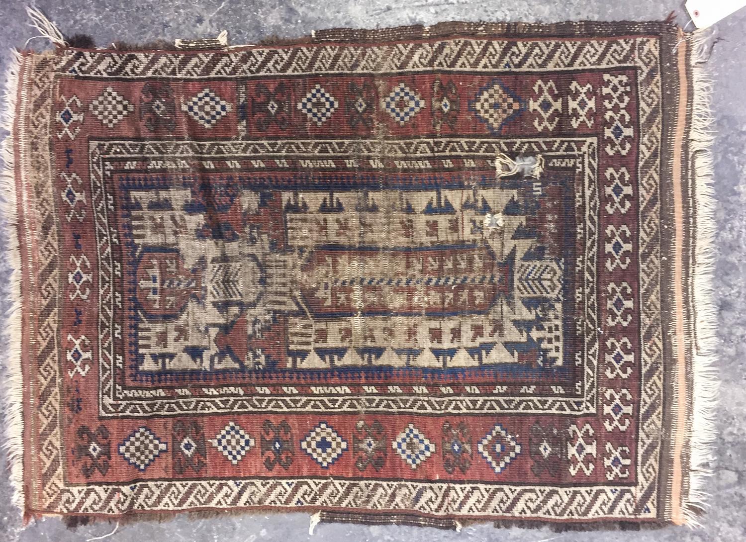 Persian Prayer Mat 3 feet 10 inches x 2 feet 11 inches. — 19TH/20TH CENTURY