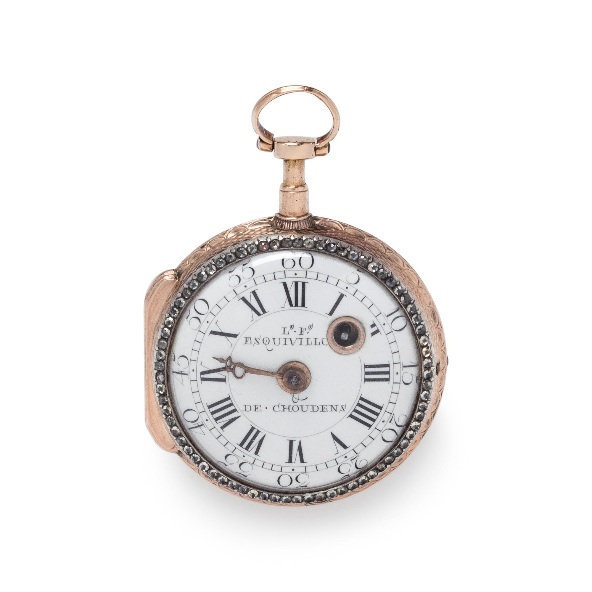 FRÉRES ESQUIVILLON & DES CHOUDENS, PASTE AND ENAMEL OPEN FACE POCKET WATCH