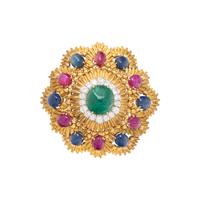 DAVID WEBB, YELLOW GOLD, EMERALD, RUBY, SAPPHIRE, AND DIAMOND BROOCH