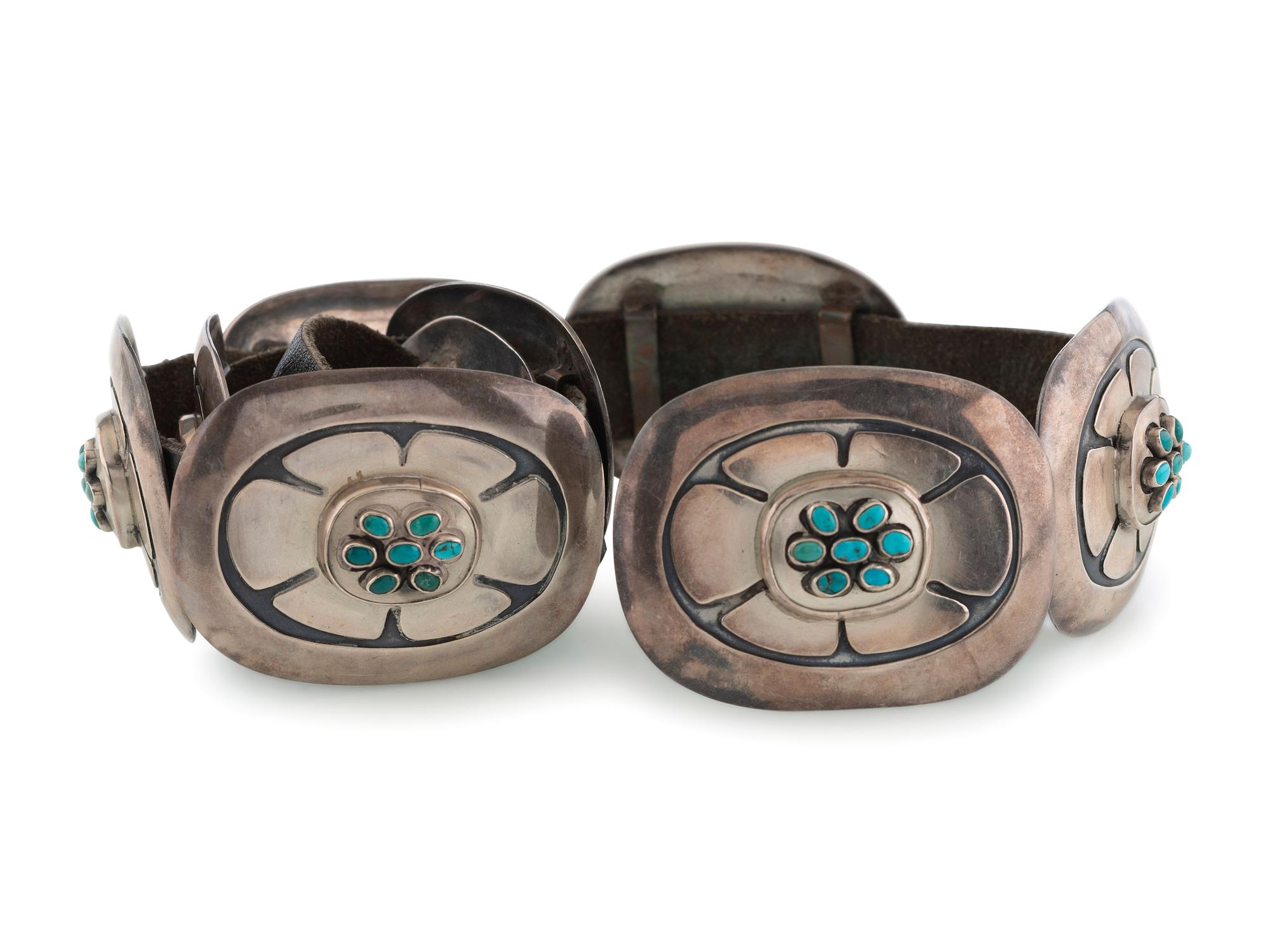Navajo Silver and Turquoise Concha Belt