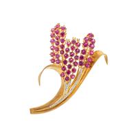 PINK SAPPHIRE AND DIAMOND BROOCH
