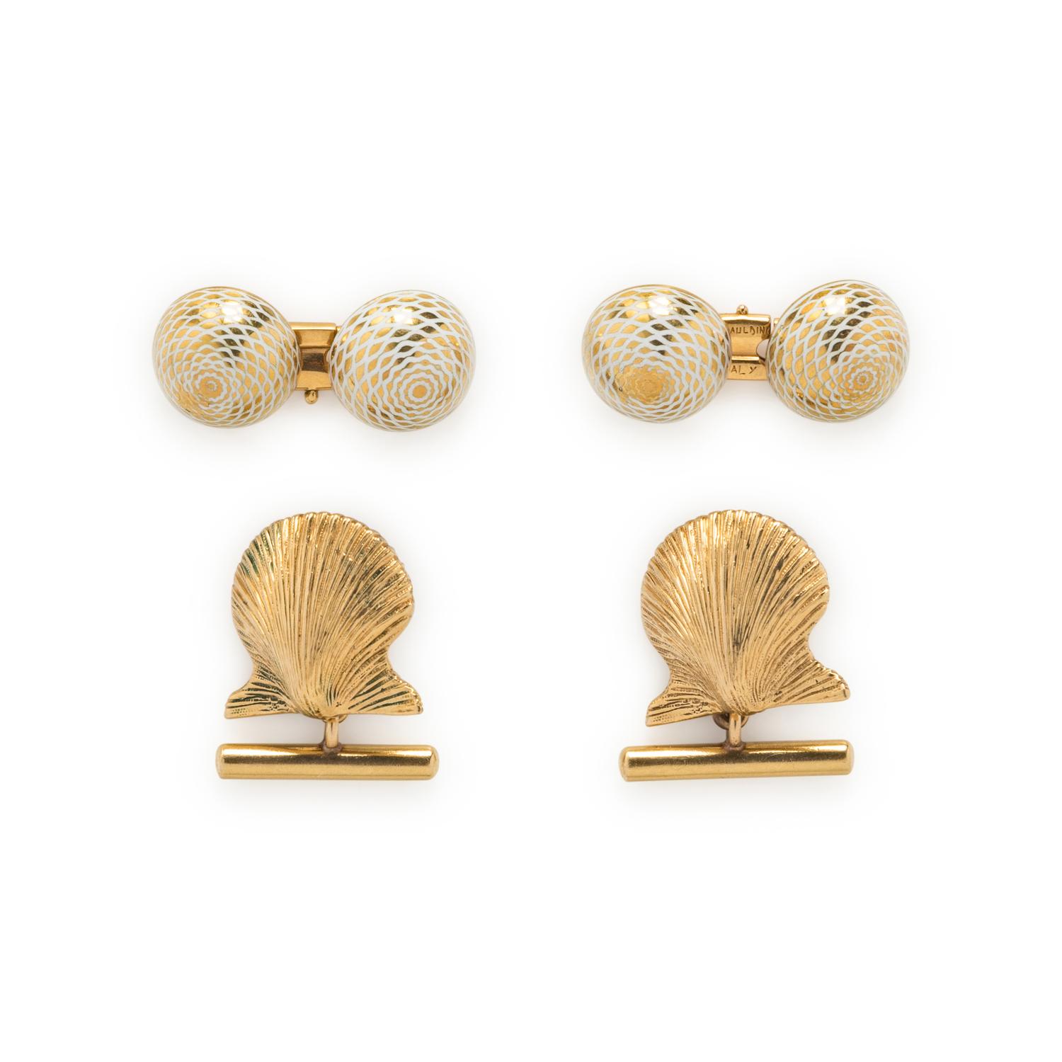 COLLECTION OF YELLOW GOLD CUFFLINKS