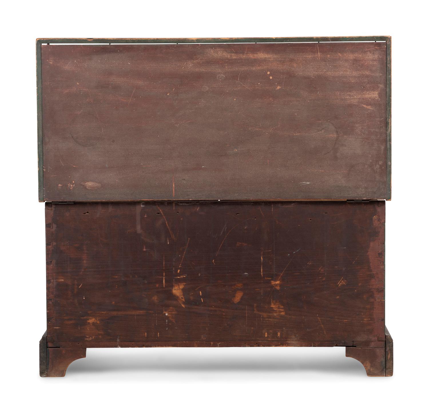 An Ohio Mennonite Red and Green Painted Stencil-Decorated Poplar Blanket Chest