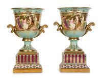 A Pair of Vienna Porcelain Urns with Classical Scenes