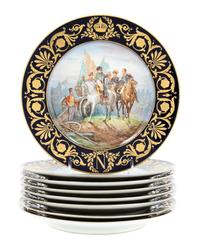 A Set of Eight Sevres Porcelain Napoleonic Plates Diameter 9 1/2 inches. — 19TH CENTURY