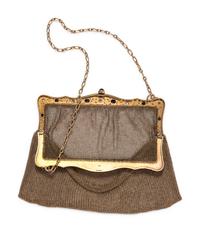 YELLOW GOLD, DIAMOND AND SAPPHIRE MESH PURSE