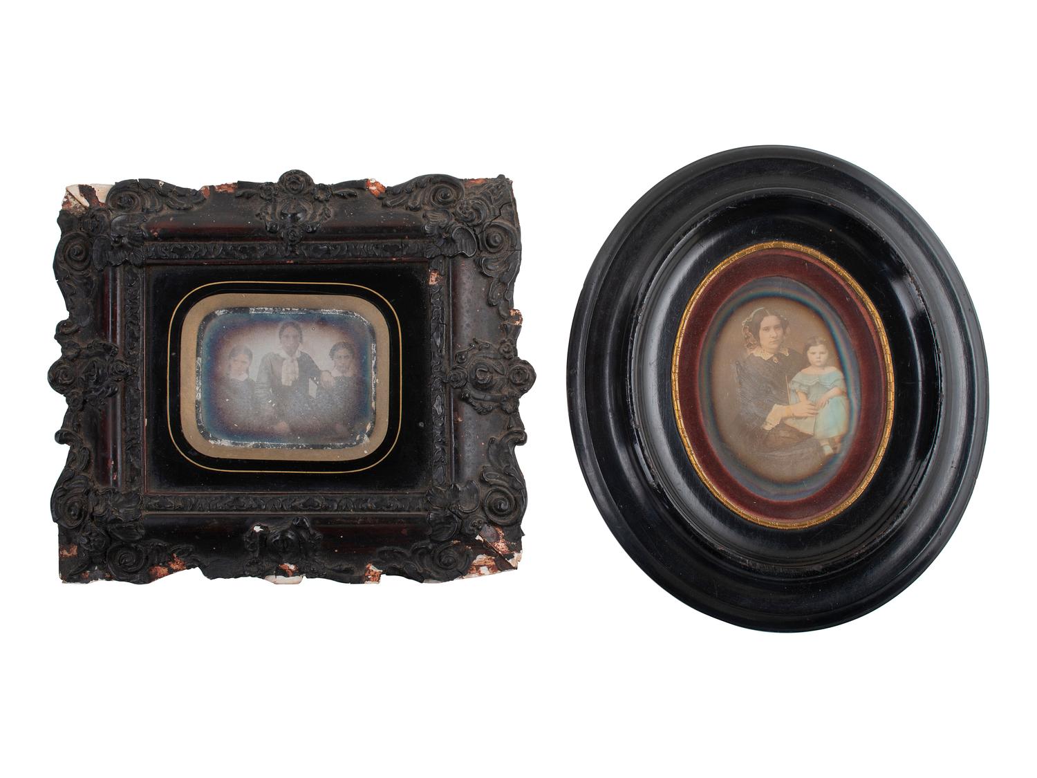 [EARLY PHOTOGRAPHY]. 7 charming daguerreotype portraits housed in frames.