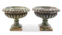 A Pair of Italian Neoclassical Style Marble Tazze Height 16 x diameter of top 20 1/2 inches. — 20TH CENTURY