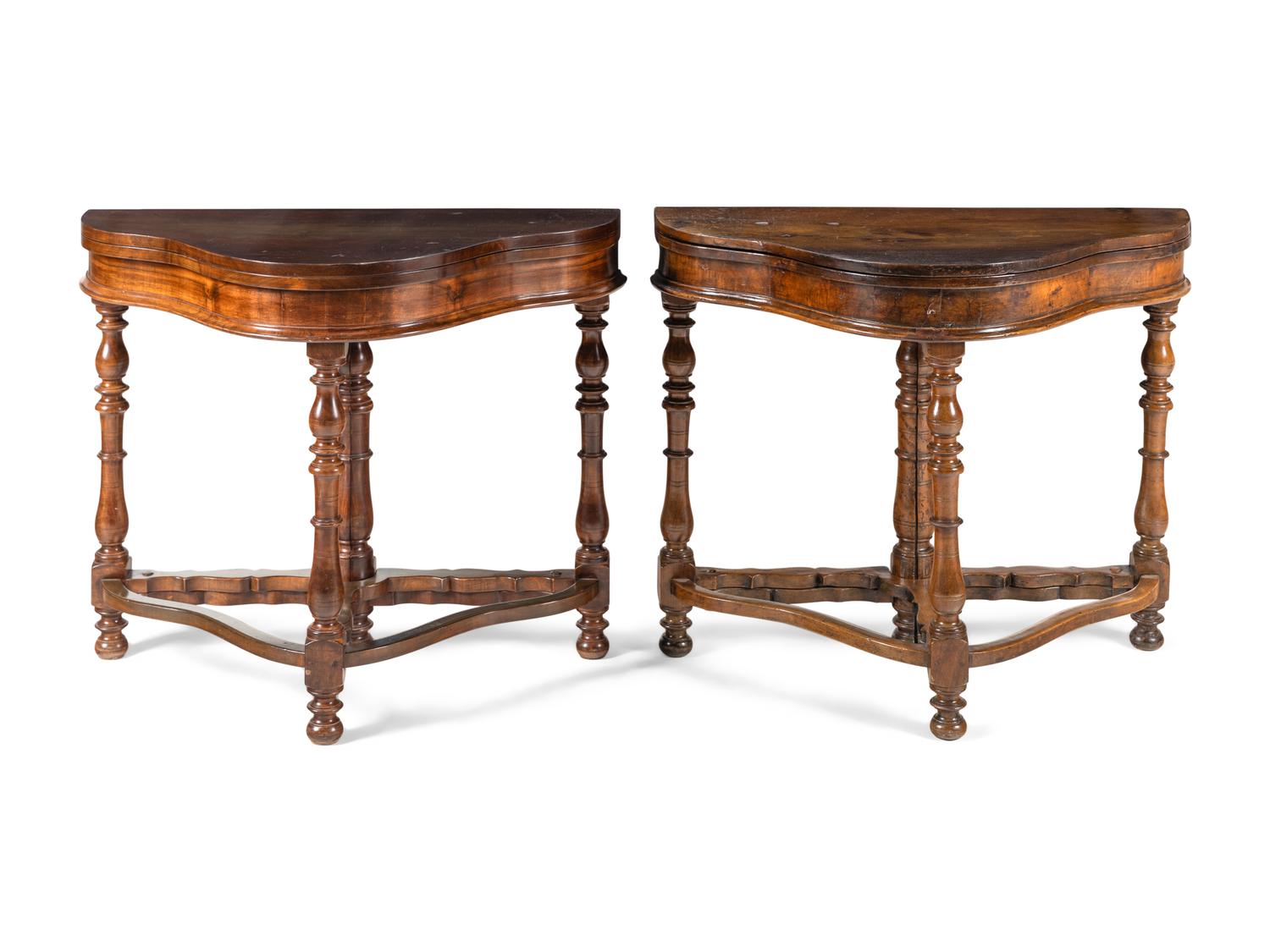 A Pair of Baroque Style Gate-Leg Drop-Leaf Console Tables