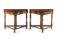 A Pair of Baroque Style Gate-Leg Drop-Leaf Console Tables