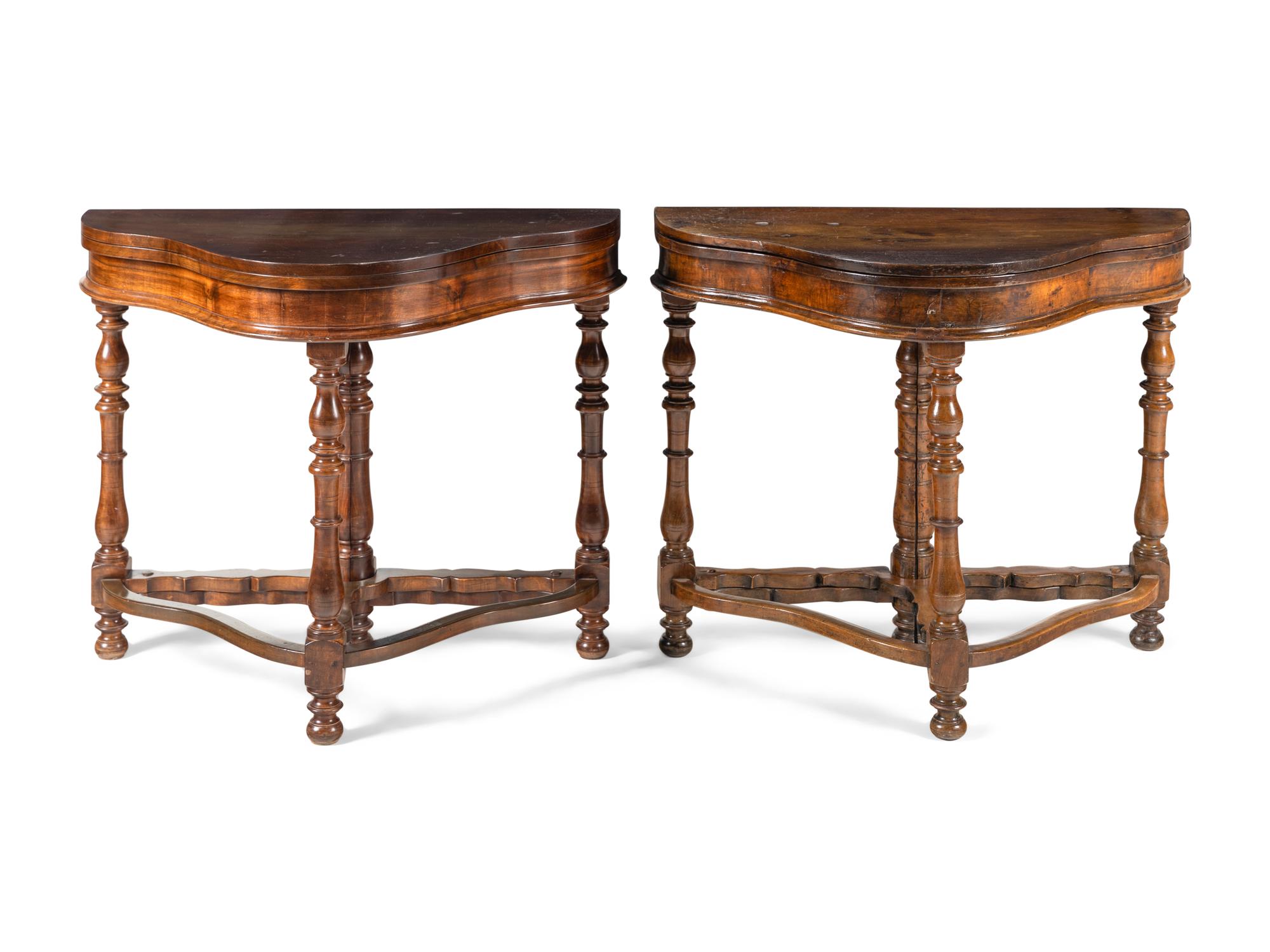 A Pair of Baroque Style Gate-Leg Drop-Leaf Console Tables