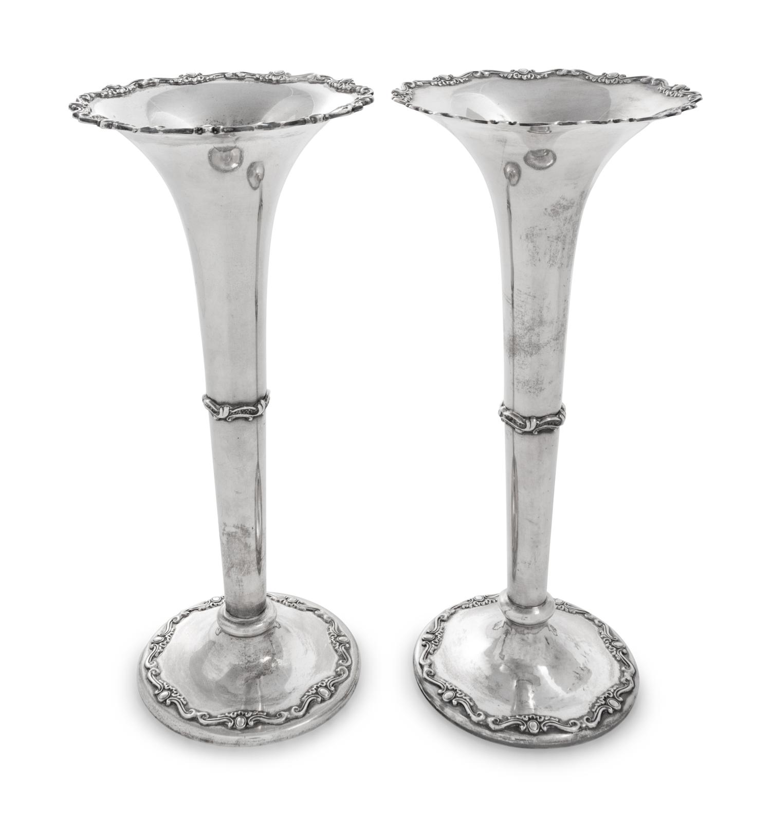 A Pair of American Silver Vases