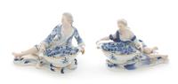 A Pair of Meissen Porcelain Figural Master Salts Width 6 3/4 inches. — 19TH/20TH CENTURY