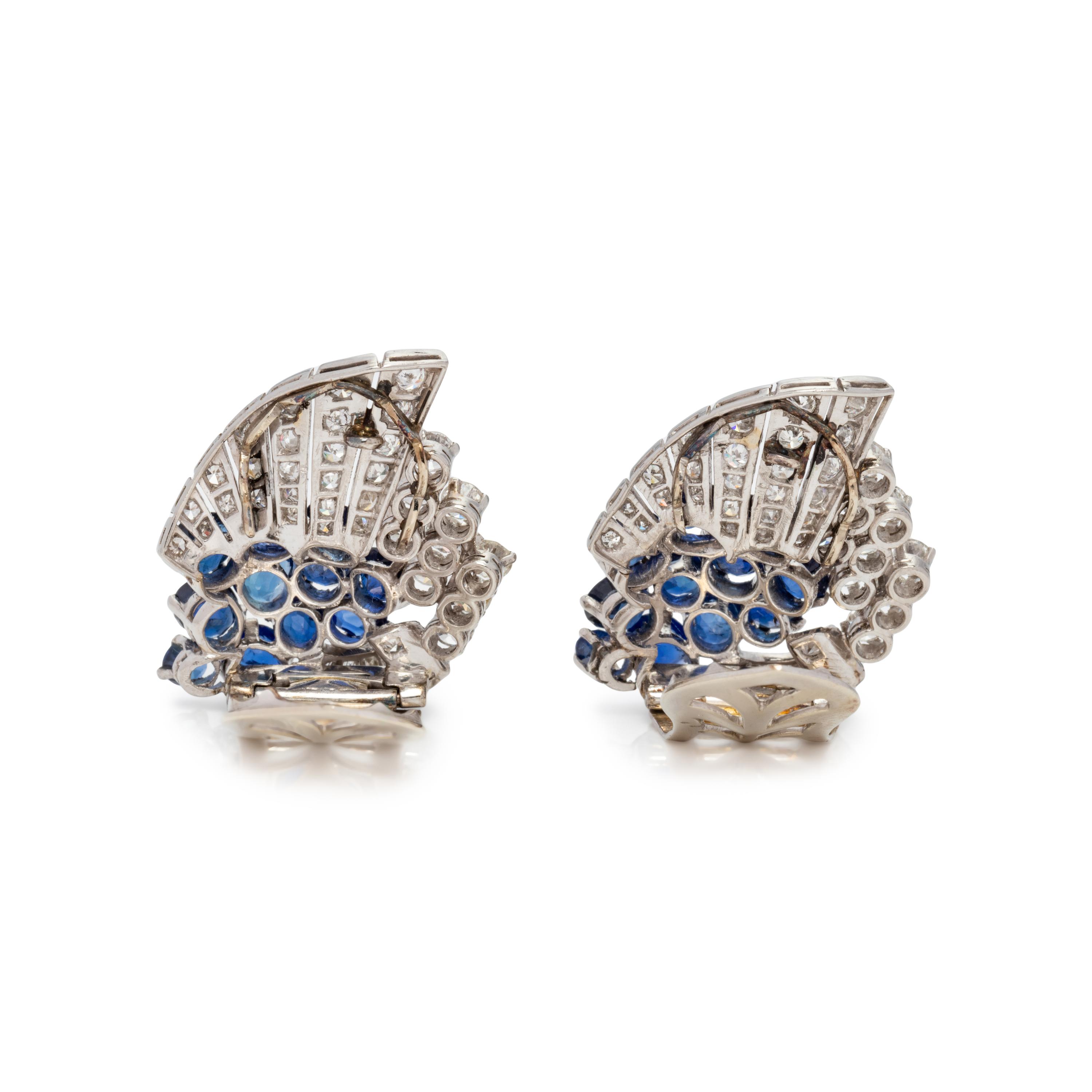 PAIR OF SAPPHIRE AND DIAMOND DRESS CLIPS