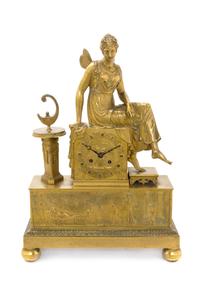 An Empire Gilt Bronze Figural Mantel Clock Height 19 1/2 inches.