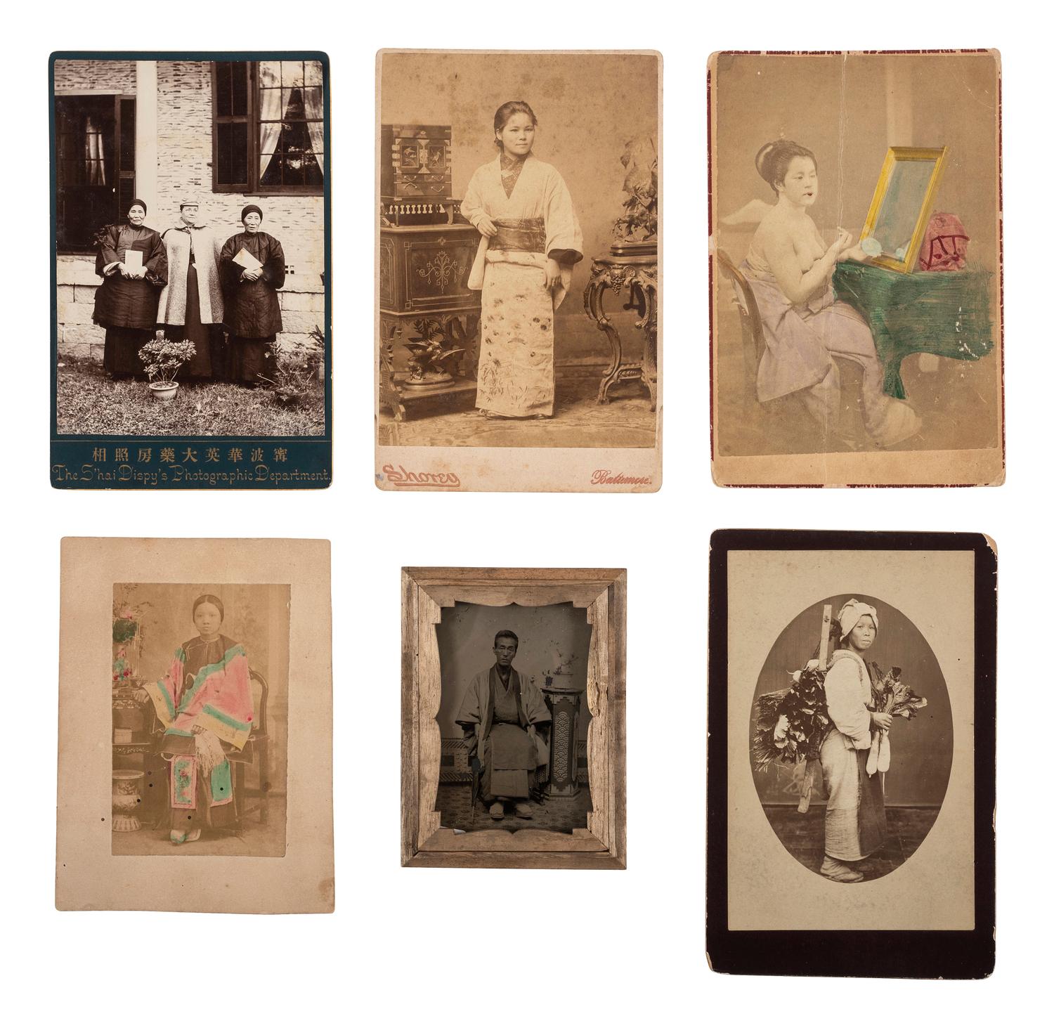 [EARLY PHOTOGRAPHY]. A group of photographic portraits of East and South Asian subjects.
