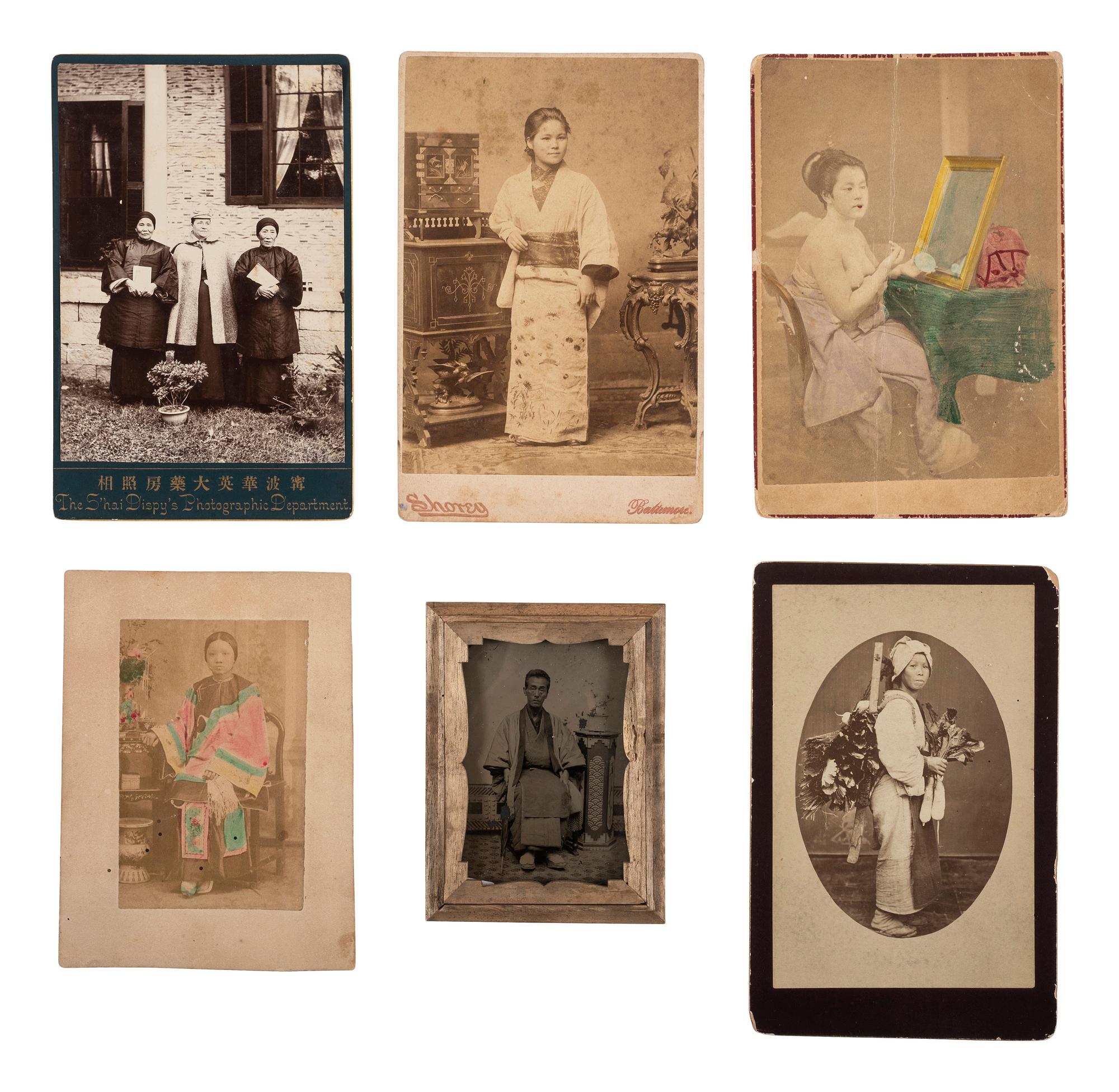 [EARLY PHOTOGRAPHY]. A group of photographic portraits of East and South Asian subjects.