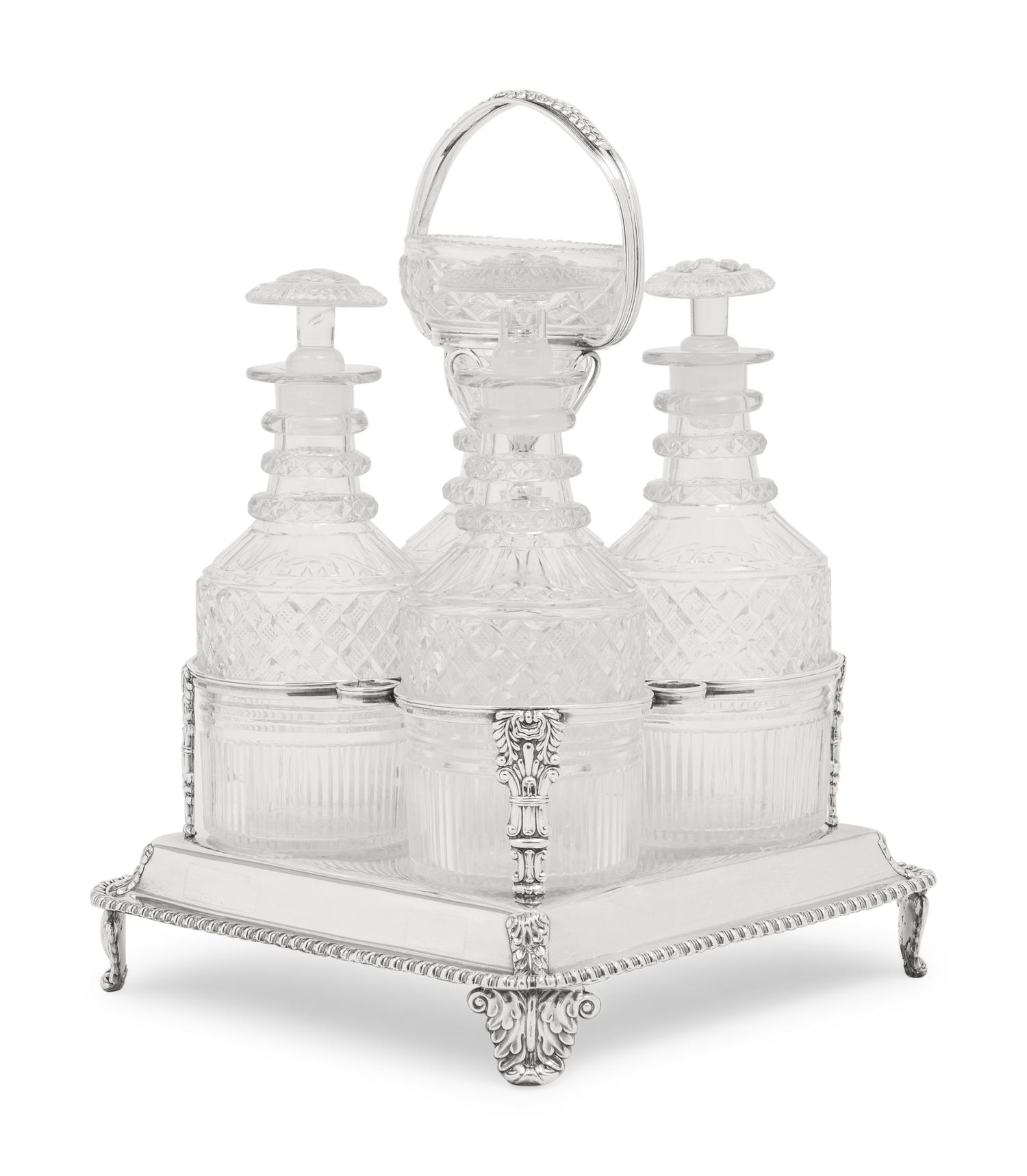 A George III Silver-Plate and Cut Glass Decanter Cruet