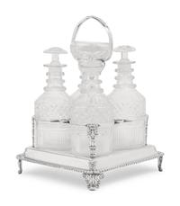 A George III Silver-Plate and Cut Glass Decanter Cruet