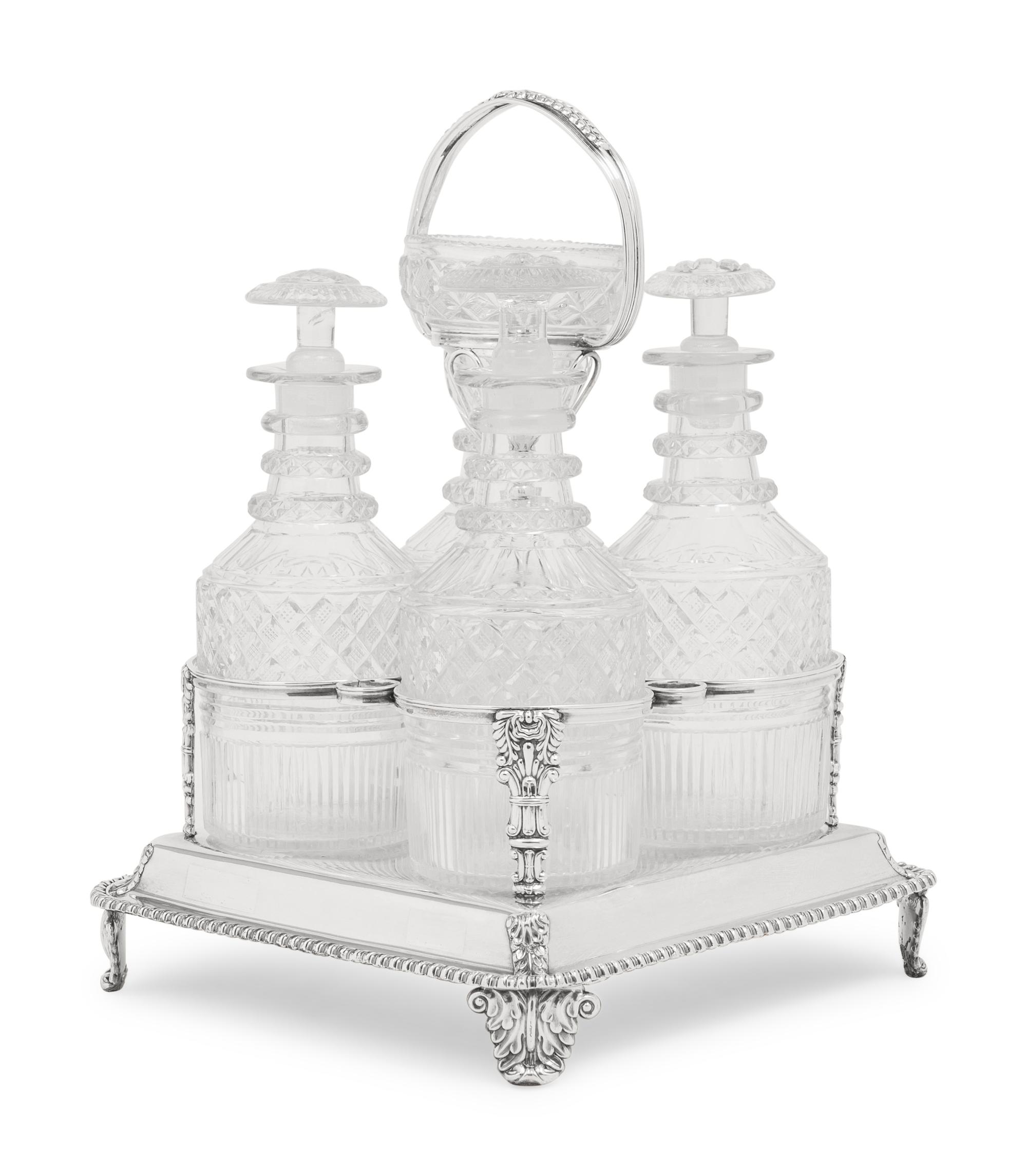 A George III Silver-Plate and Cut Glass Decanter Cruet