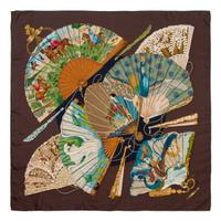 Five Designer Silk Scarves: Two Hermès, Gucci, Bottega Veneta, Pierre Cardin