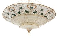 A Fortuny Silk Scheherazade Three-Tier Chandelier Height 18 x diameter 49 1/2 inches. — 20TH CENTURY