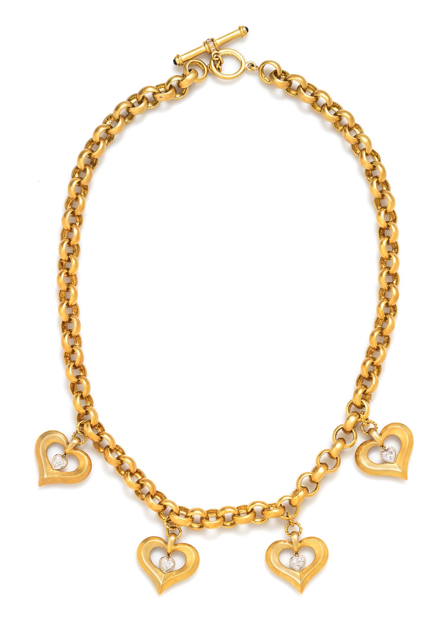 An 18 Karat Yellow Gold and Diamond 'Athena' Heart Necklace, SeidenGang, 117.30 dwts.