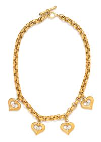 An 18 Karat Yellow Gold and Diamond 'Athena' Heart Necklace, SeidenGang, 117.30 dwts.