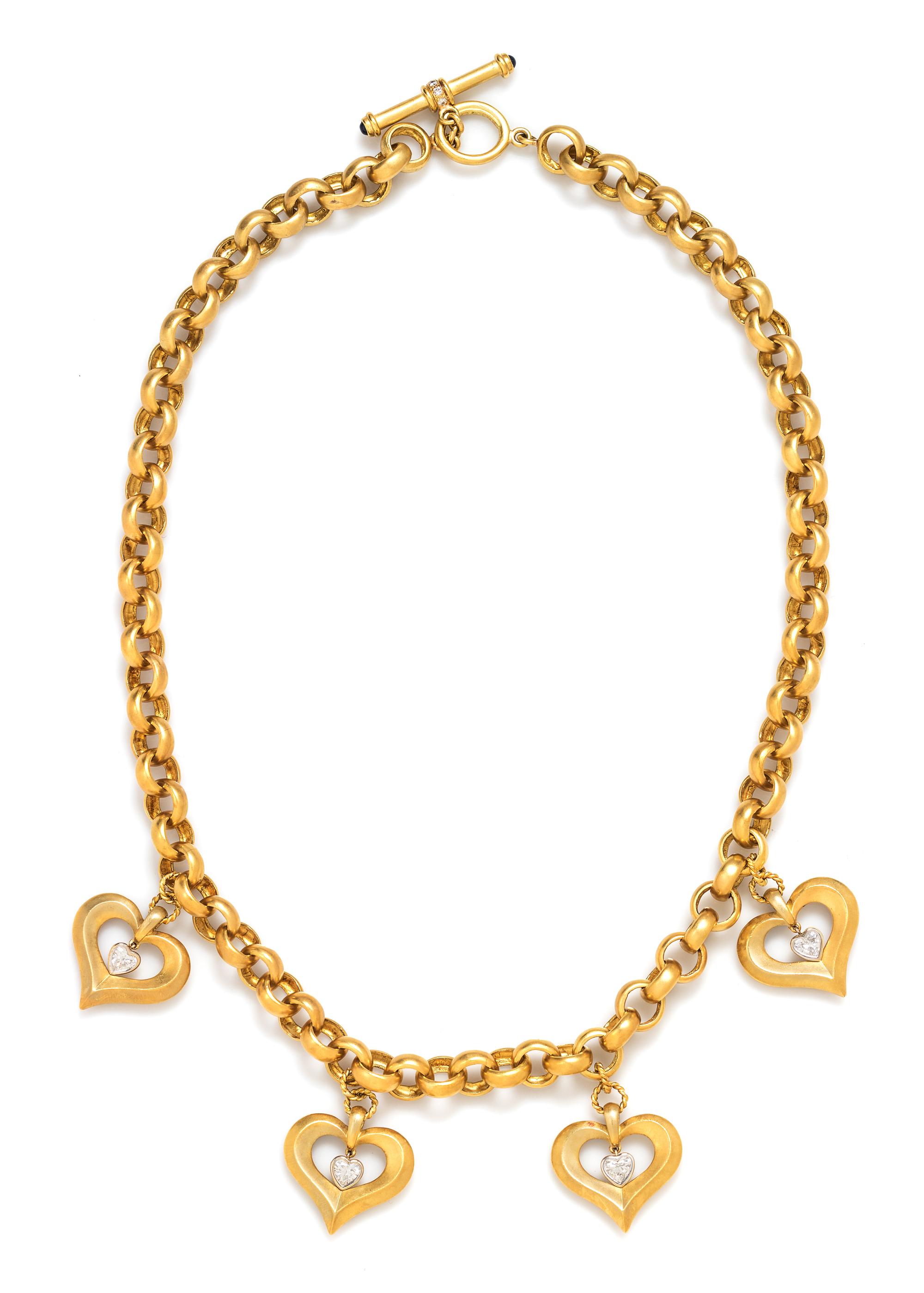 An 18 Karat Yellow Gold and Diamond 'Athena' Heart Necklace, SeidenGang, 117.30 dwts.