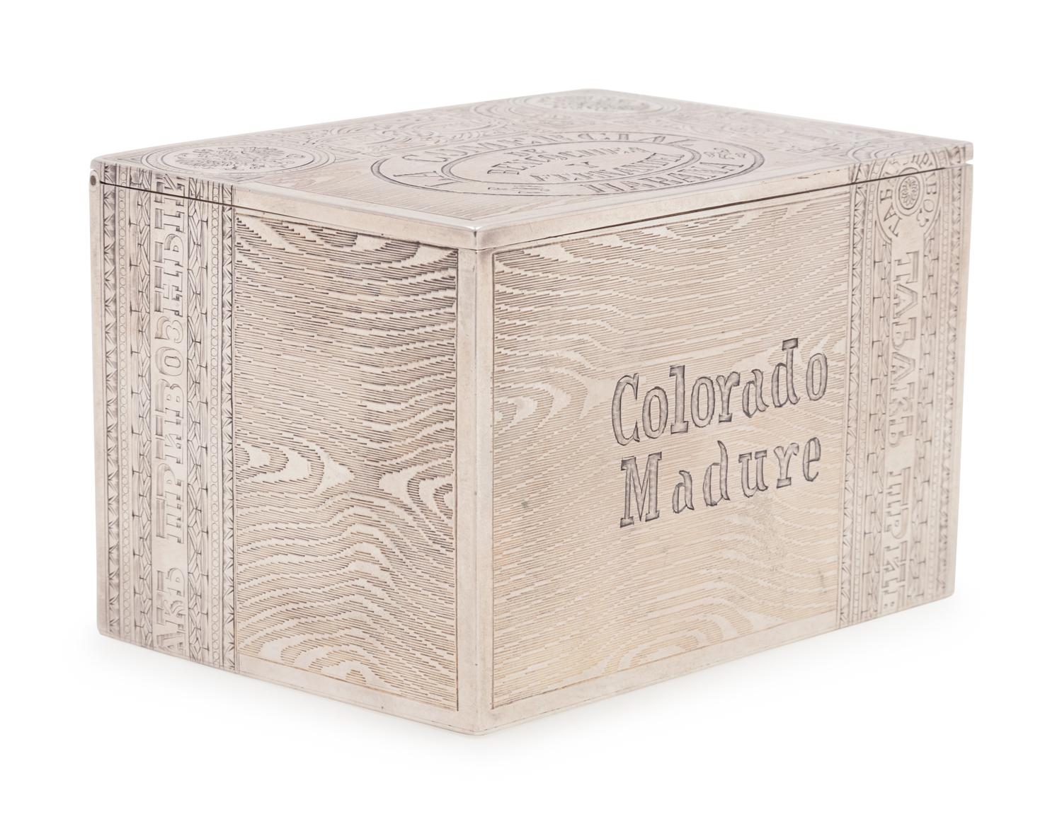 A Russian Silver Trompe l'Oeil Table-Top Cigar Box