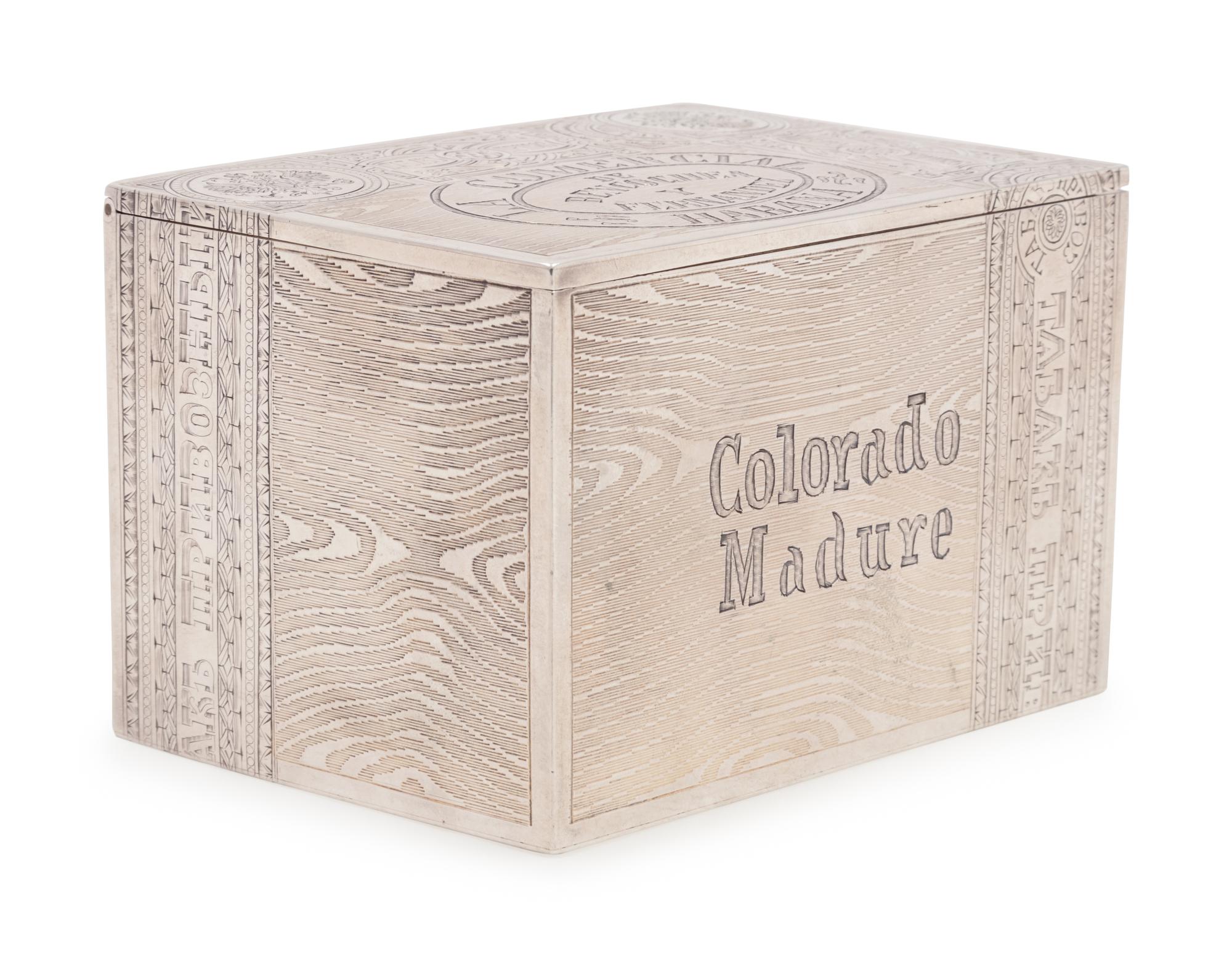 A Russian Silver Trompe l'Oeil Table-Top Cigar Box