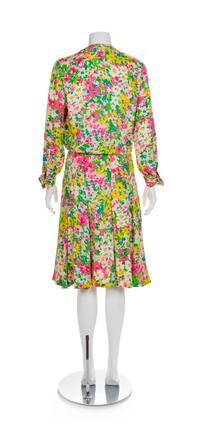 Balmain Floral Day Dress, 1970-80s Size label: 6
