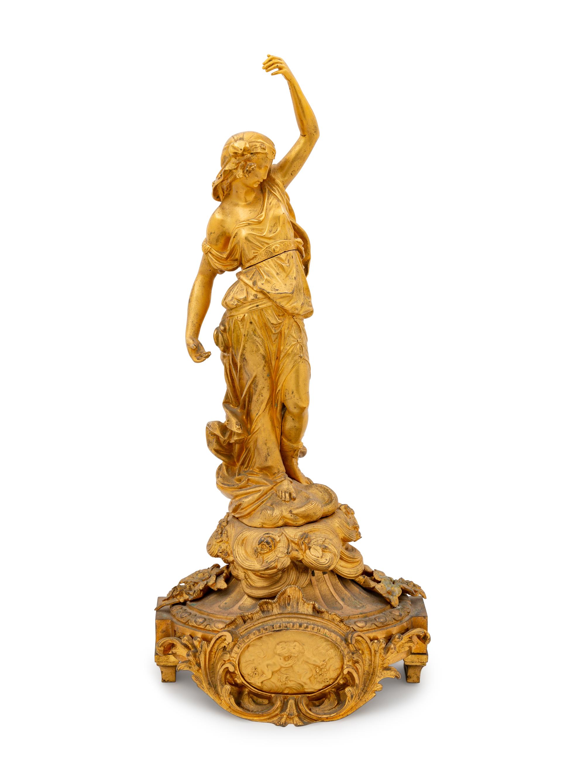 A Neoclassical Gilt Bronze Figural Candelabrum