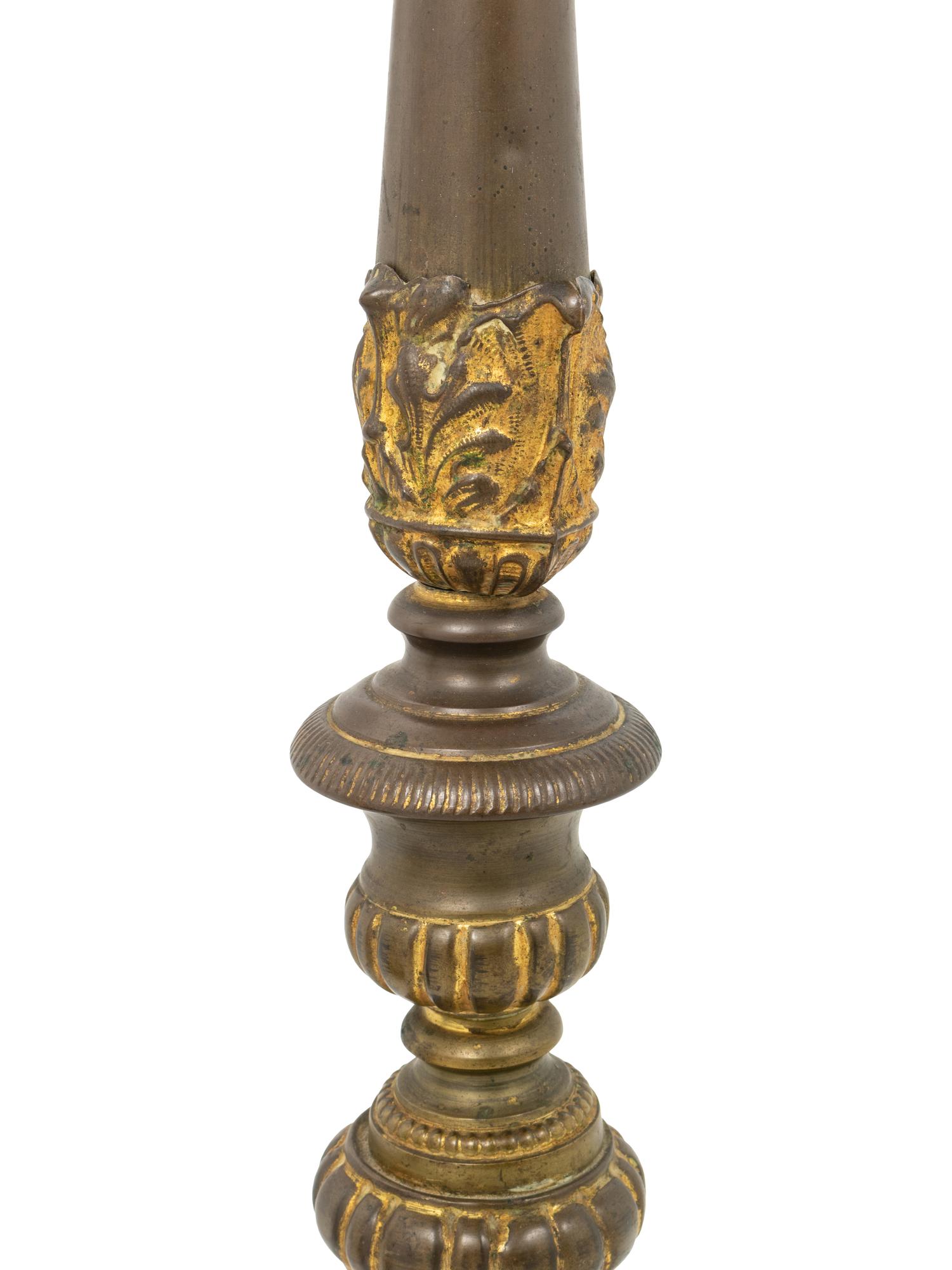 A Pair of Continental Gilt Metal Pricket Sticks