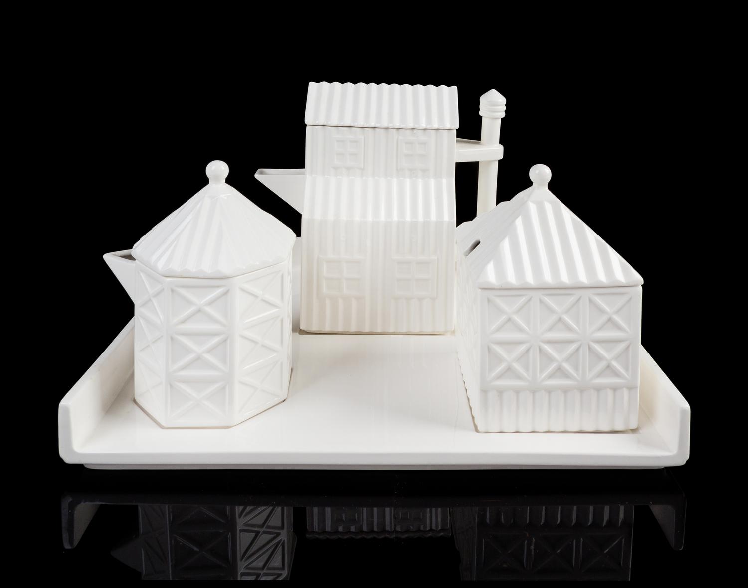 Stanley Tigerman and Margaret McCurry (American, b. 1930; b. 1943), SWID POWELL, 1986, Teaside tea set
