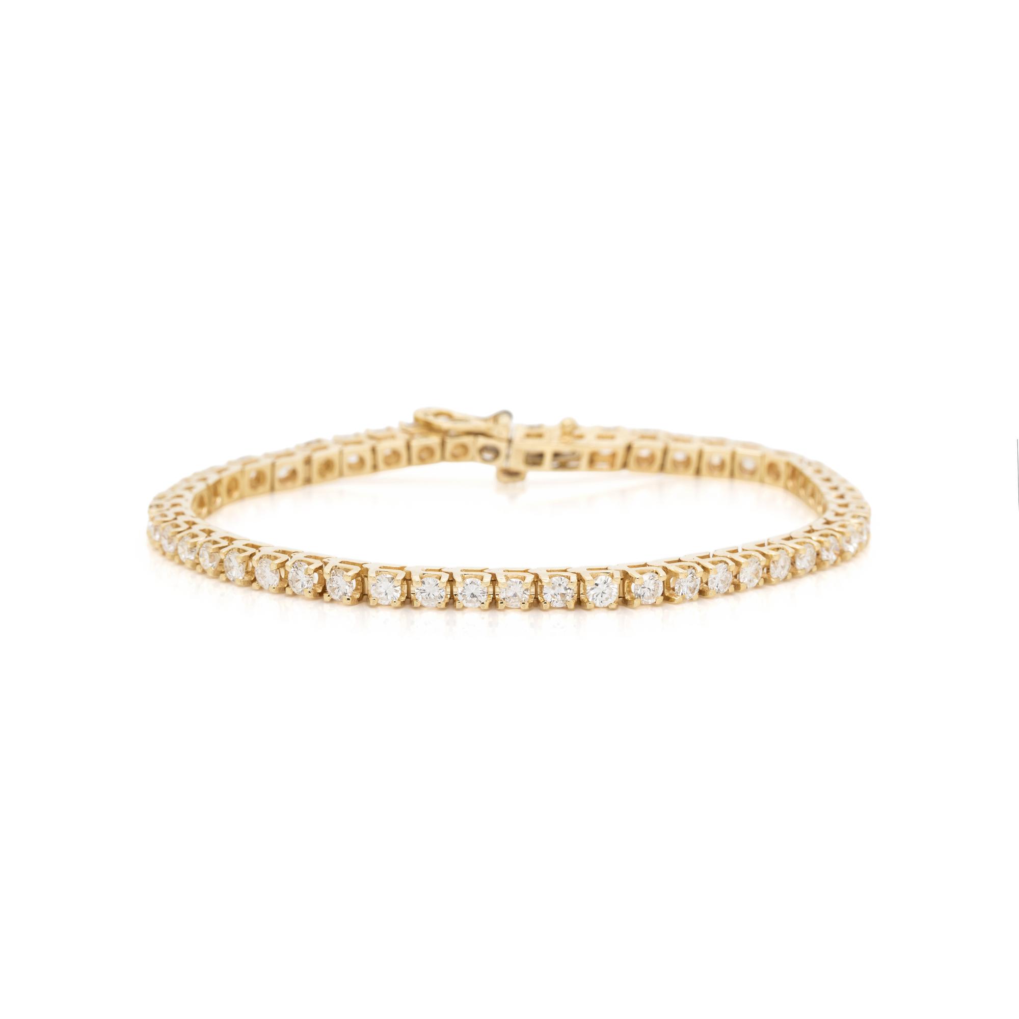 YELLOW GOLD AND DIAMOND LINE BRACELET