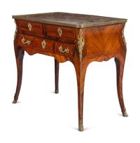 A Louis XV Style Gilt Bronze Mounted Kingwood Marble-Top Occasional Table