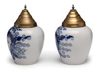 A Pair of Delft Lidded Tobacco Jars