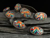 Sterling Silver and Mosaic Inlay Concha Belt