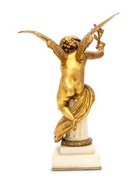 A Gilt Bronze and Marble Putto Ornament