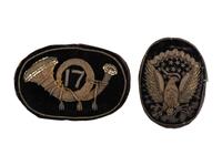 [CIVIL WAR]. A set of 17th Infantry officer's Hardee hat insignia.