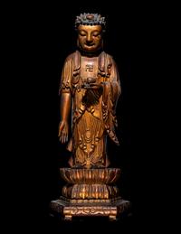 A Gilt Lacquered Wood Figure of Buddha Shakyamuni