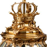 A Pair of Louis XVI Style Gilt Bronze and Glass Hall Lanterns