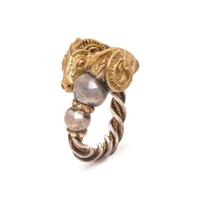 ZOLOTAS, SILVER AND YELLOW GOLD RAM'S HEAD RING