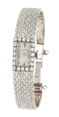 A 14 Karat White Gold and Diamond Wristwatch, LA CLOCHE, 15.60 dwts.